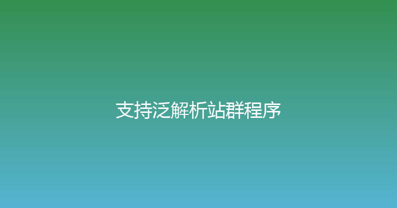 支持泛解析站群程序 封面图