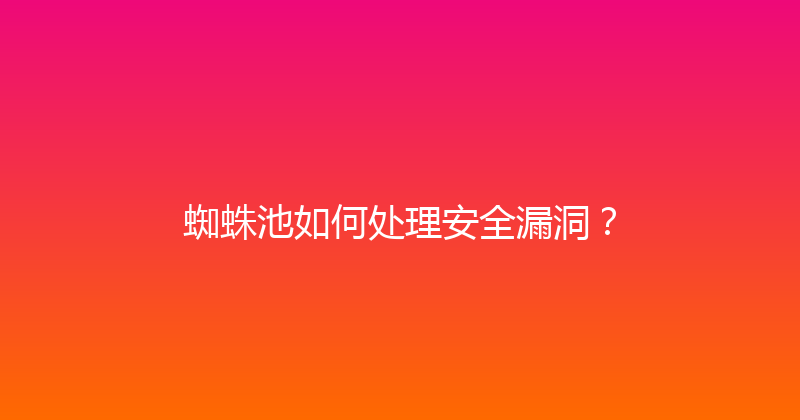蜘蛛池如何处理安全漏洞？ 封面图