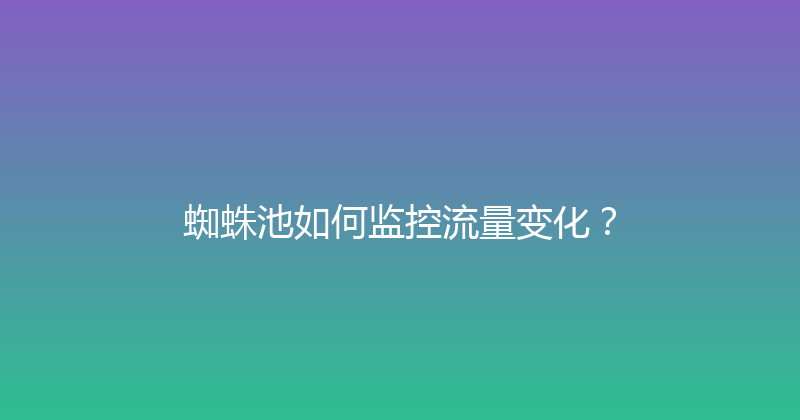 蜘蛛池如何监控流量变化？ 封面图