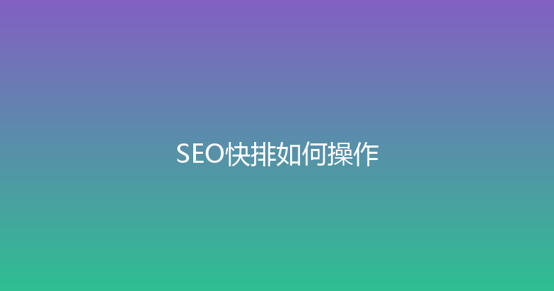 SEO快排如何操作 封面图
