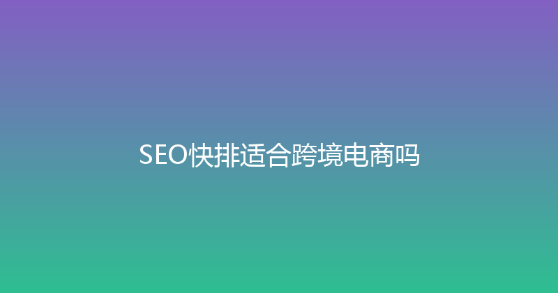 SEO快排适合跨境电商吗 封面图